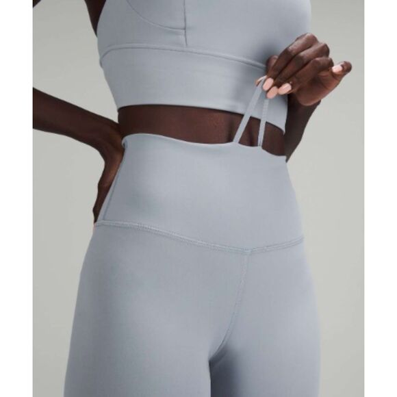 LULULEMON Chambray Blue Wunder Train High Rise Workout Athletic Ankle Leggings 2 - Picture 3 of 10